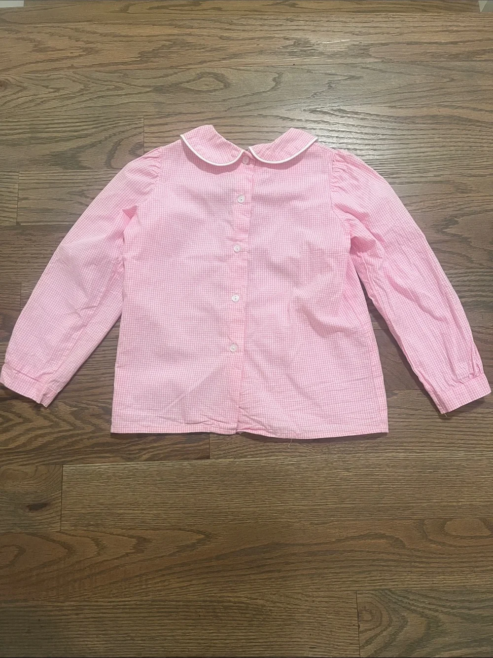 Girls pink/white gingham top size 5 EUC
